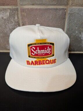 Vintage White Schmidt Beer BBQ Baseball Cap